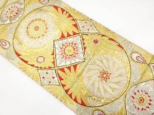 アンティーク　草花に華紋・幾何学模様織り出し袋帯（材料）